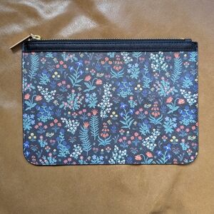 Rifle Paper Co. Black Floral Zip Pouch with Gold Hardware